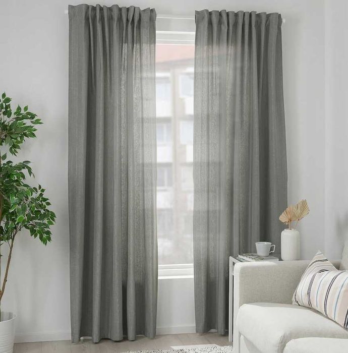 Nowe IKEA TIBAST 145x300 Zasłony 2 szt. CIEMNO ZIELONY Komplet Zasłon