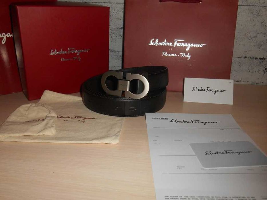 Salvatore Ferragamo pasek firmowy, skóra naturalna, Włochy 172-55