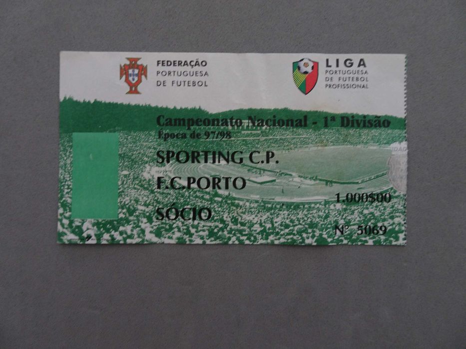 Bilhete de futebol Sporting Porto Campeonato Nacional Época 97/98
