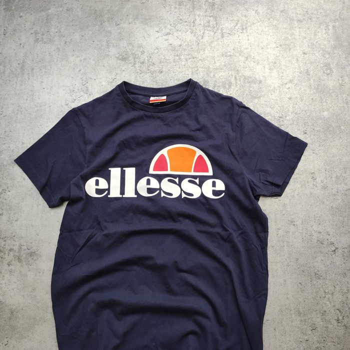 MĘSKA Koszulka Granatowa Duże Logo Ellesse Italia GYM Active CAsual