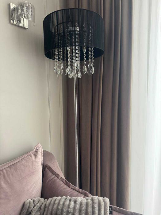 Elegancka lampa podłogowa glamour z kryształkami - 163 cm