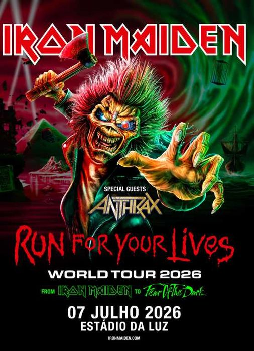 Vendo bilhete para o concerto dos Iron Maiden, Lisboa - 7 julho - bancada . piso 0
