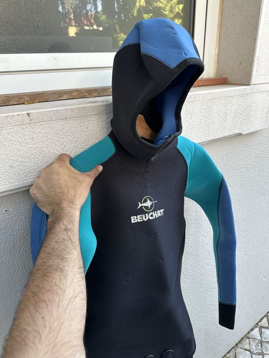 Fato caça submarina Beuchat 5mm 3 M casaco e calças completo pesca