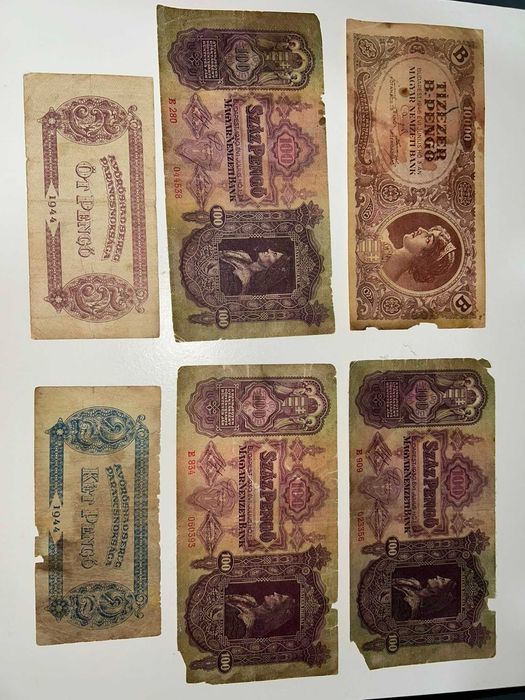 Lote de 6 notas Hungria 1930-1946