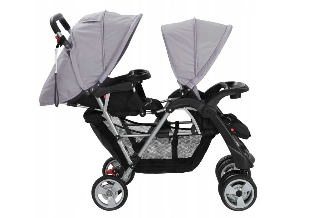 Podwójny Wózek spacerowy dla bliźniaków szary bliźniaczy dla w osób 2