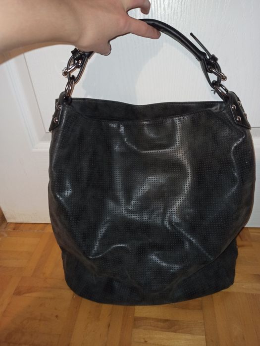 Duża grafitowa torebka z dodatkowym paskiem NOWA