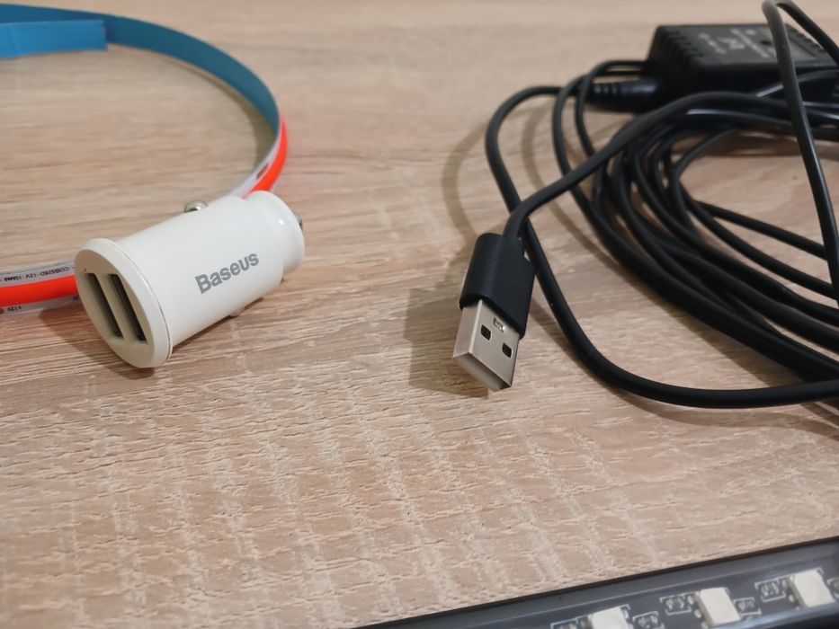 LED підсвітка в авто + LED стрічка 1м + зарядне в прикурювач