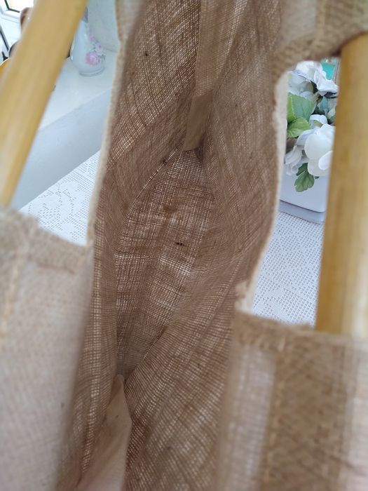 Mala de Mão em Juta / Ráfia com Pegas de Madeira – Estilo Boho / Verão - Nova!