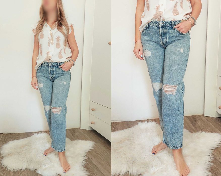 Spodnie jeansy błękitne straight leg Sinsay r.38 M