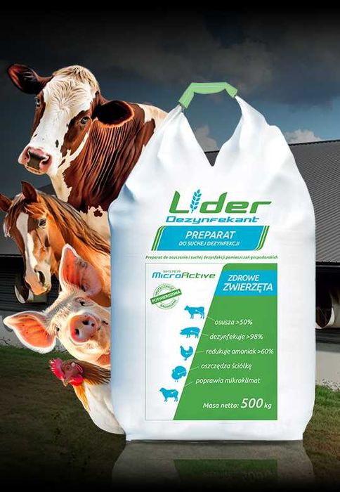 Preparat do suchej dezynfekcji pomieszczeń obory Lider dezynfekant
