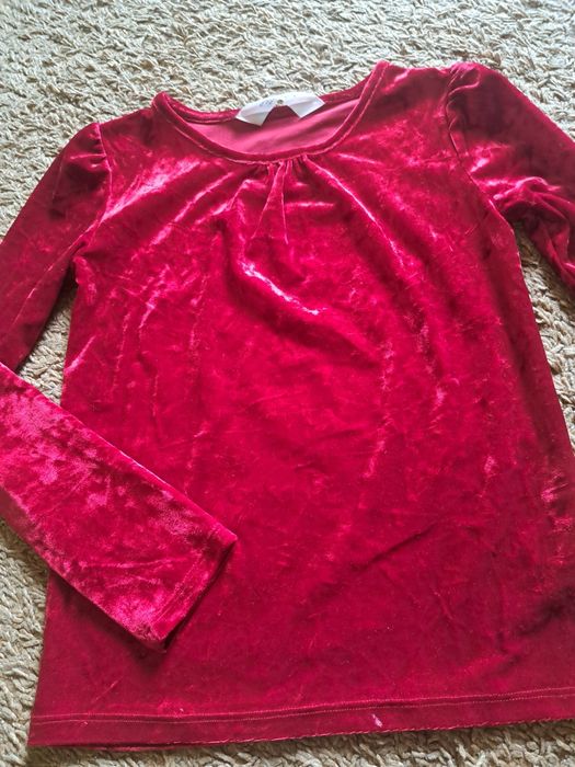 Bluzka czerwona welur 122/128 H&M