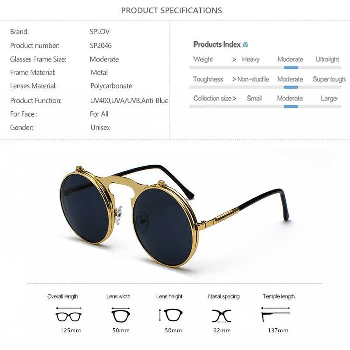 Okulary przeciwsłoneczne steampunk UV400