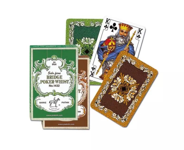 Karty pojedyncze, poker brydż. Liście dębu. Piatnik