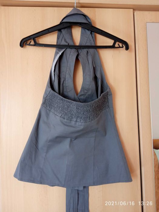 elegancka szara kamizelka damska żabot falbana rozm. SX