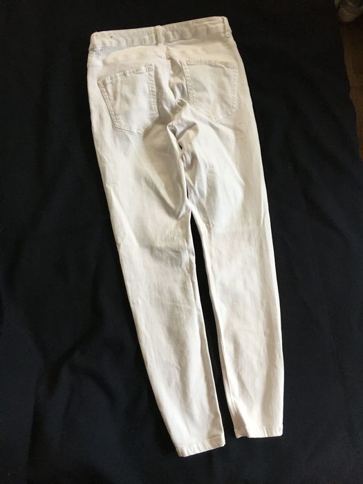 Zara 34, białe spodnie rurki, elastyczne, 160 cm