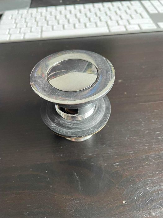 Korek klik-klak umywalkowy bez przelewu metalowy chrom NOWY