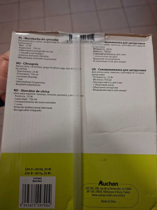 Wyciskarka do cytrusów elektryczna 25w