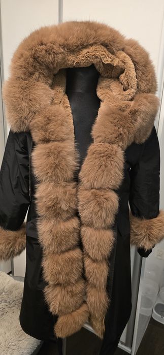Kurtka parka futro płaszcz zimowy z futrem jenot