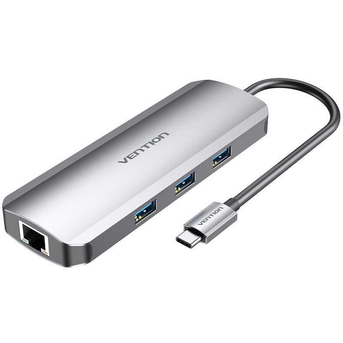 USB-хаб Vention USB3.1 Type-C > HDMI/USB 3.0x3/RJ45/PD 100W Hub 6-in-1