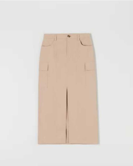 Бежева спідниця міді