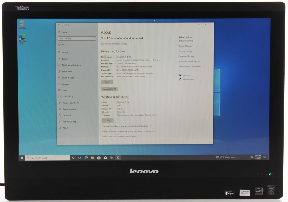 Сенсорный Lenovo ThinkCentre M93z (23,8" FHD/i5-4570S/8GB/180GB/Wi-Fi)