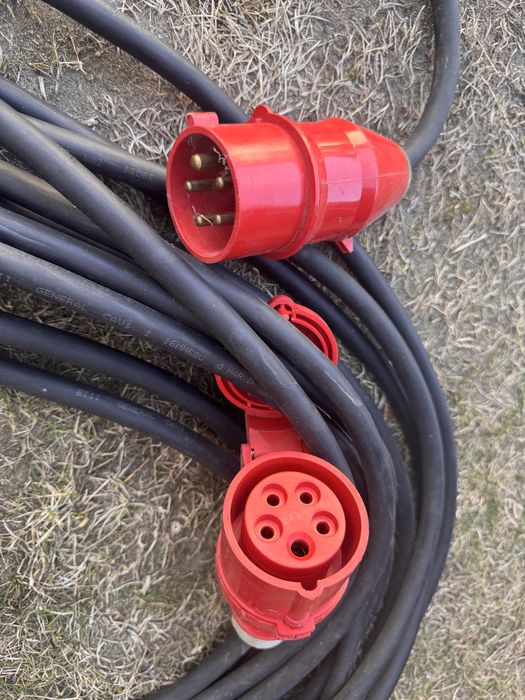 Przedłużacz siłowy 30m 5-pin 400V gruby kabel gumowy