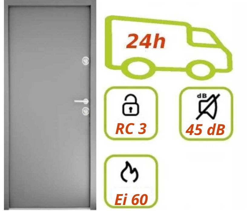 OD RĘKI Drzwi RC3, przeciwpożarowe Ei60 akustyczne 45db, dymoszczelne