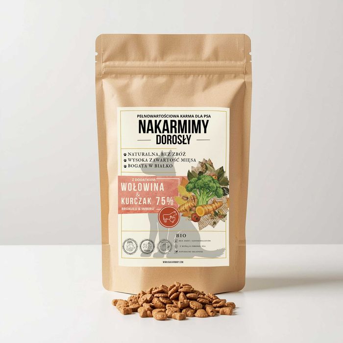 Sucha karma dla psa dorosłego NAKARMIMY – Wołowina i Kurczak 4.5KG