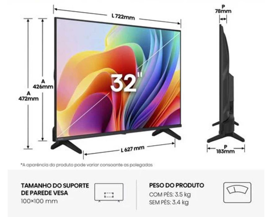 Smart TV Hisense 32" LED HD 32A4S - 81cm