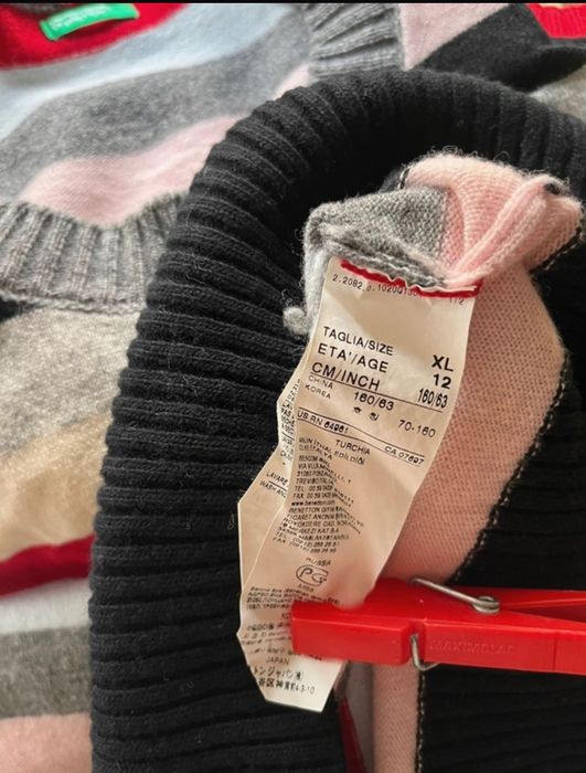 Colete comprido Benetton XL riscas várias cores 
Barra preta em baixo