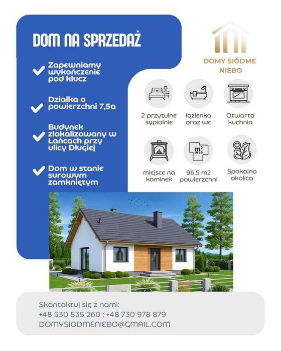 Dom szyty na miarę | 96,5m2| Łańce, ul. Długa | działka 752 m²