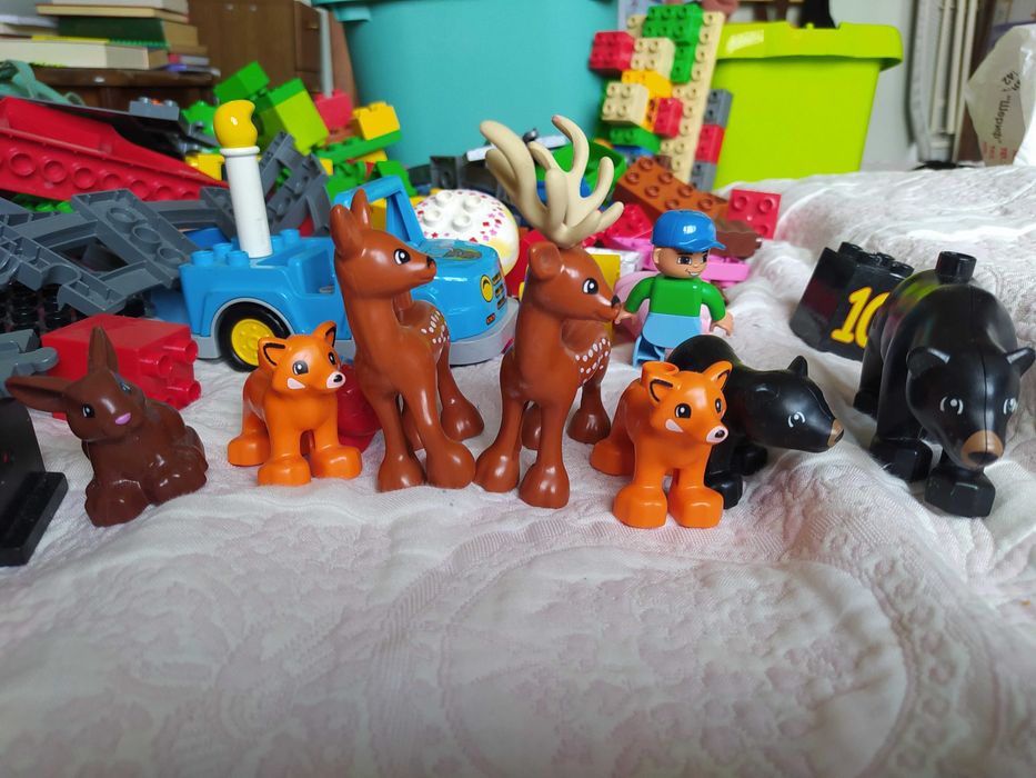 Лего дупло багато залізна дорога міст будівельний кран тварини блоки