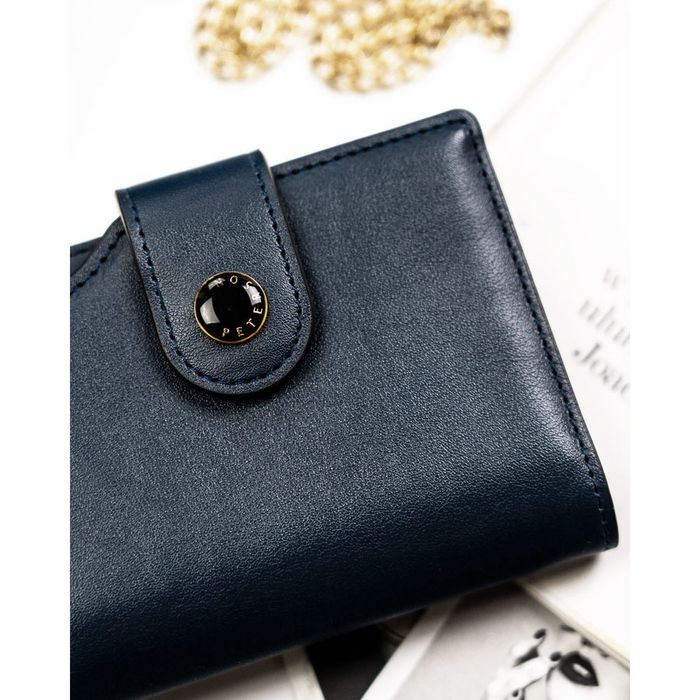 PETERSON portfel damski eko skórzany elegancki matowy P238 granatowy