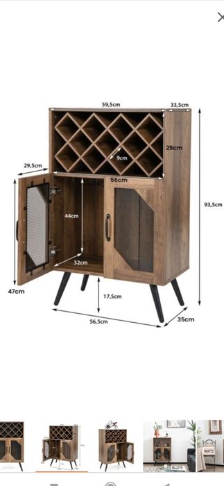 Szafka na wino w stylu industrialnym rustykalny brąz
