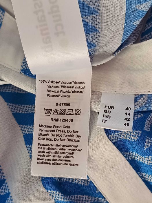 Biała niebieska sukienka długa wiskoza 100% 40 L wzory etno boho lato