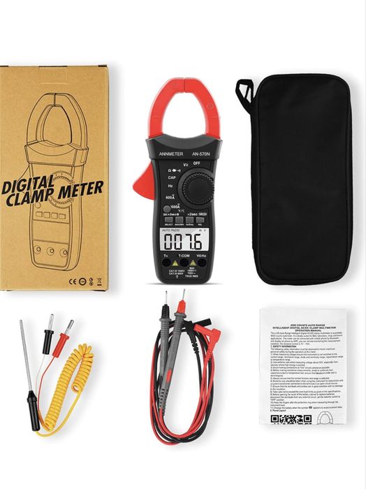 Cyfrowy cęgowy multimetr, 6000 zliczeń TRMS automatyczny