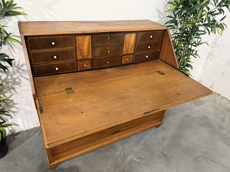 Piękny dębowy sekretarzyk komoda lite drewno po renowacji wysyłka