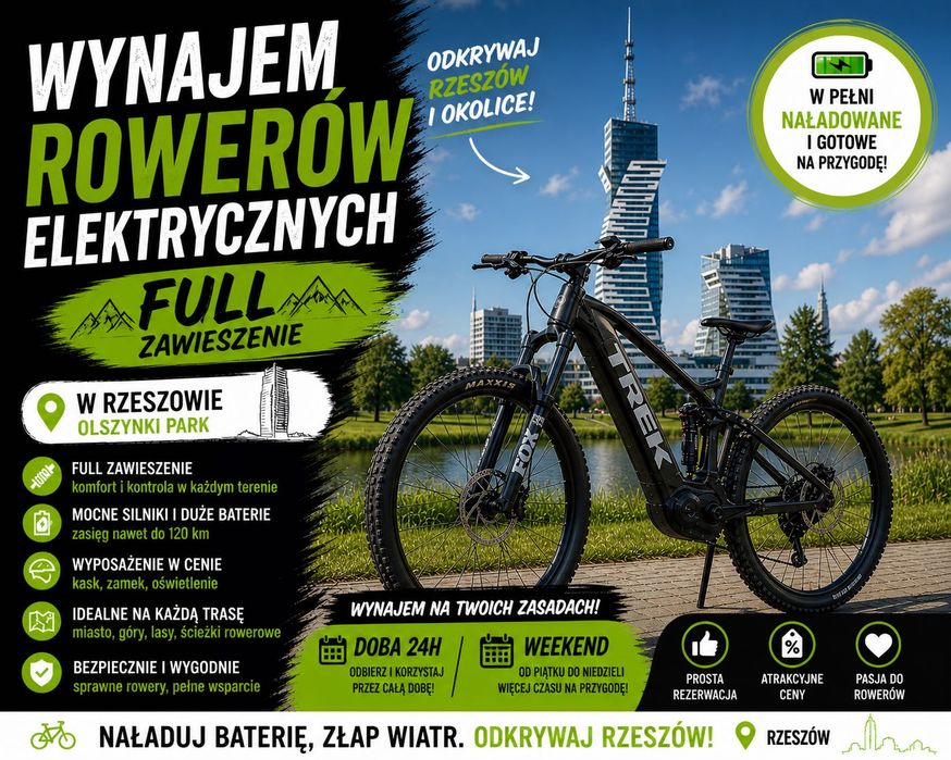 Wynajem rowerów elektrycznych | Rower elektryczny Rzeszów Full OKAZJA