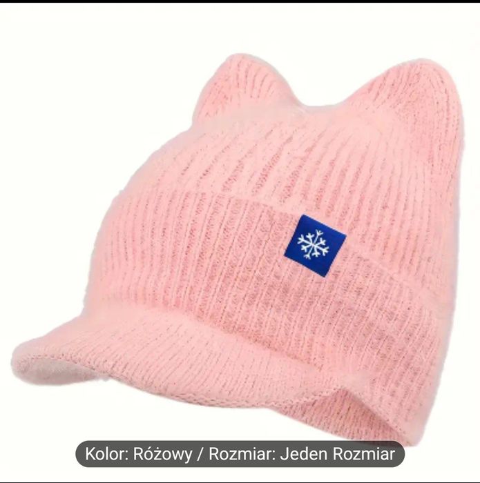 Nowa czapka ciepła z daszkiem i uszami na zimę dla nastolatka i dorosl