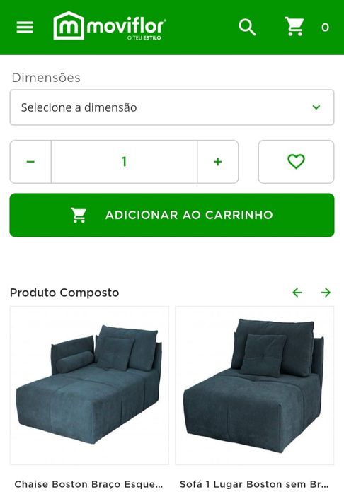 Sofá Chaise longue Modular Boston Azul