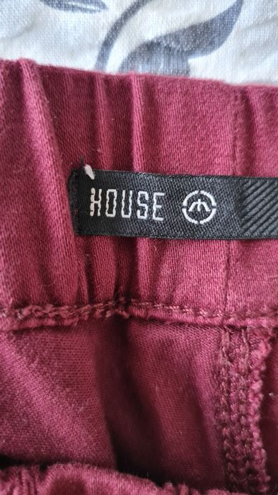 Bordowe rurki skinny spodnie na gumce House 34 / XS