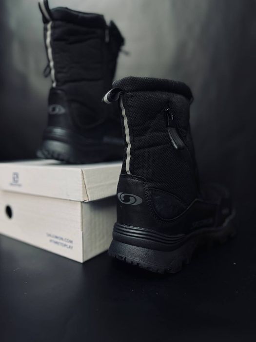 Чоловічі сапоги Salomon Чорні термо на хутрі чоботи Саломон