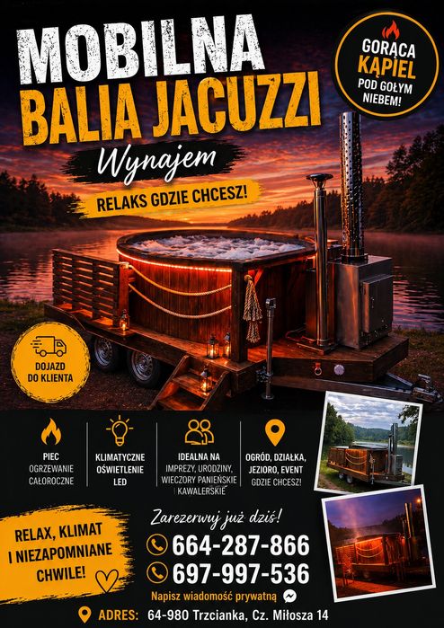 Mobilne Jacuzzi balia wynajem