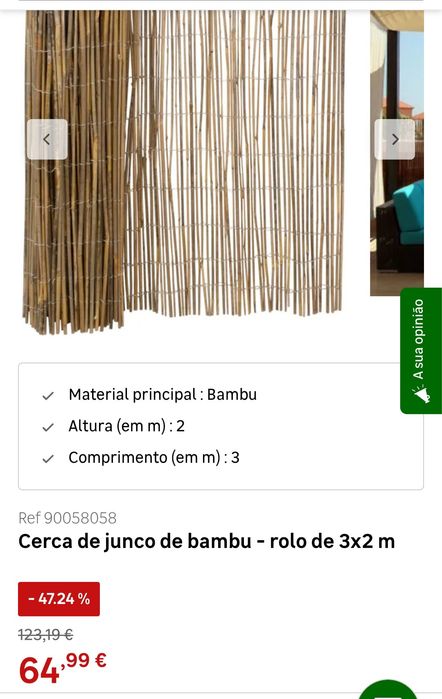 Cerca para Vedação em palhinha  de junco 2m x3m