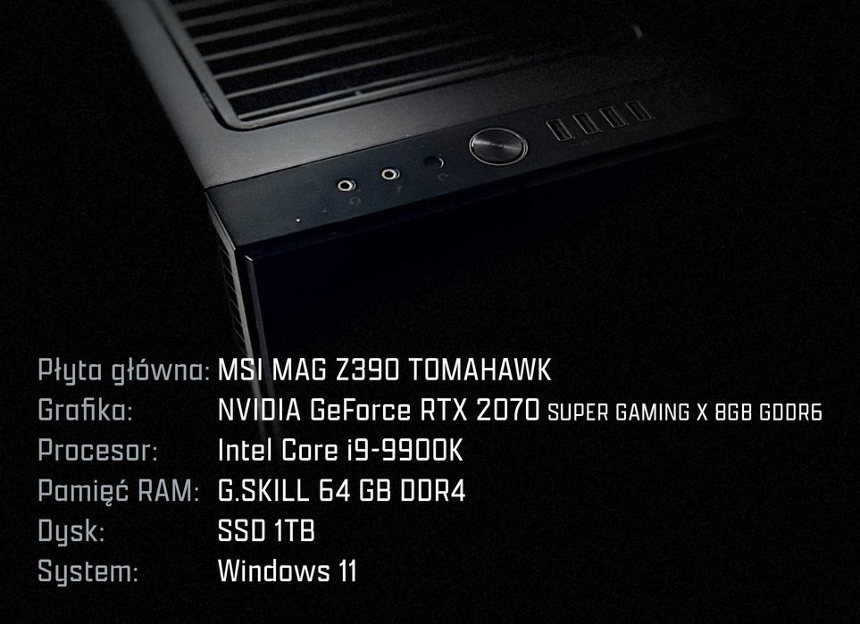 KOMPUTER i9 9900K / Dysk 1TB NVMe / 64GB RAM / RTX 2070 SUPER + MX Master 3 + MX Keys