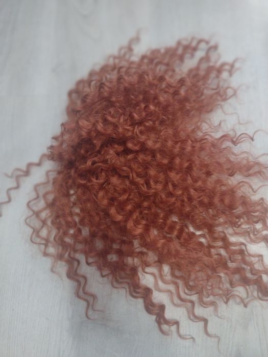 Komplet kucyk na gumce grzywa afro loki truskawkowy brąz