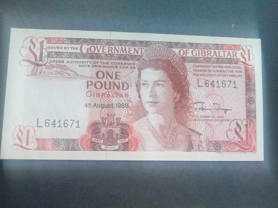 Gibraltar 1 Libra 1988 Rainha Isabel II nova