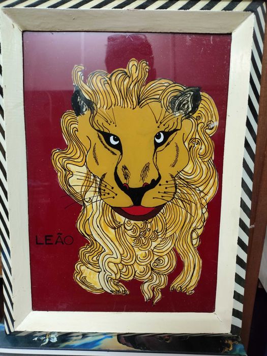 Antigos quadros vintage de signos leao e virgem