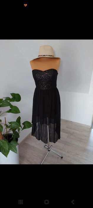 Sukienka czarna cekiny studniówka M 38