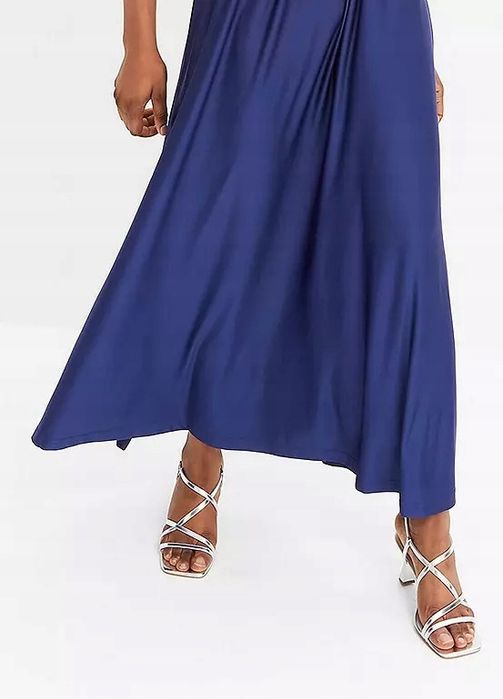 B.P.C sukienka granatowa maxi z ażurową koronką r.36/38